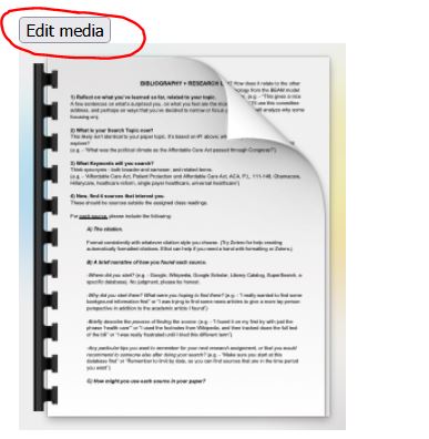Screenshot of image in WYSIWYG editor with Edit media button